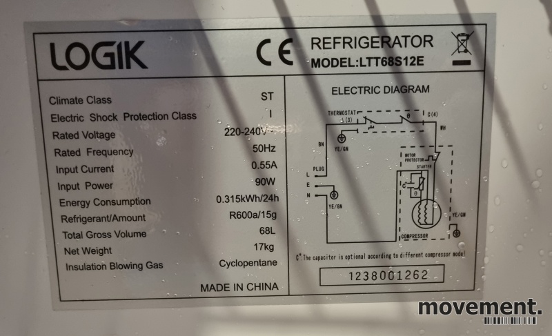 Solgt!Lite kjøleskap fra Logik, modell - 4 / 4