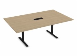 Møtebord fra Narbutas i hvitpigmentert eik laminat /sort med kabelluke og kabelsamler, 200x120cm, passer 6-8personer, NY / UBRUKT
