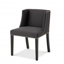 Konferansestol / spisestol i mørkt grått stoff / sort fra Eichholtz, modell St James, pent brukt