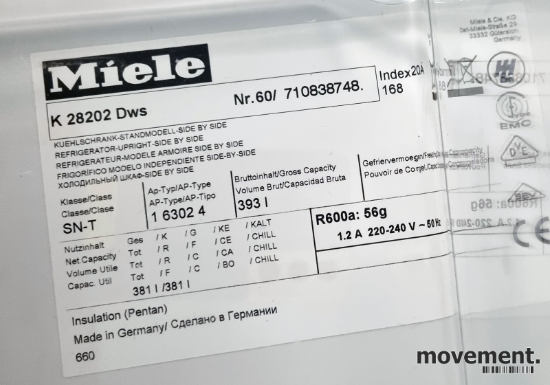 Solgt!Miele kjøleskap i hvitt, K28202DWS, - 3 / 3