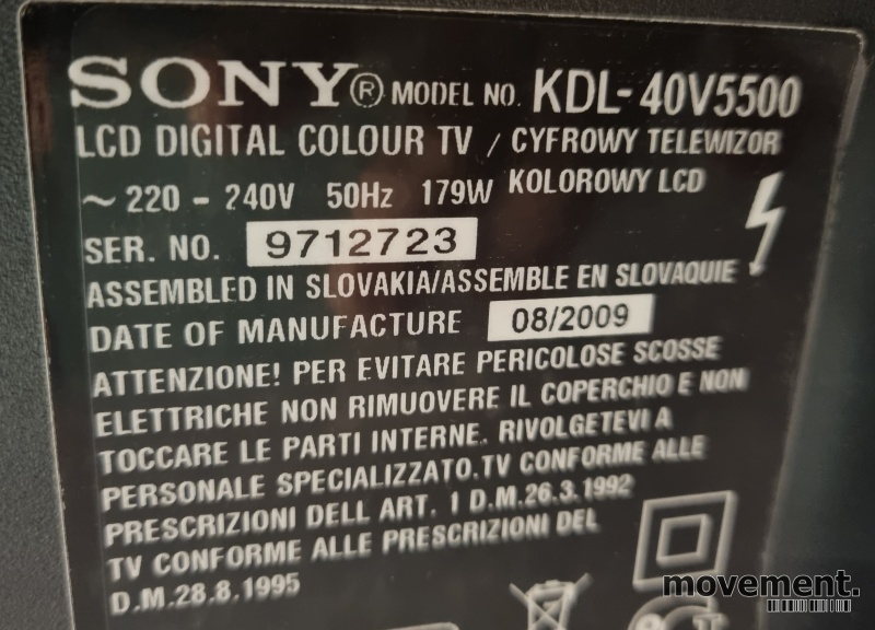 Solgt!Sony Bravia KDL-40V5500, 40toms TV, - 2 / 2