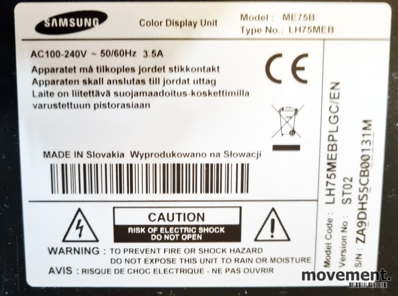 Solgt!Samsung 75toms signage-skjerm, - 2 / 2
