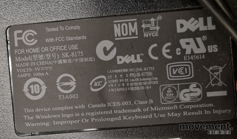Solgt!Dell USB-tastatur, modell SK-8175, - 2 / 2