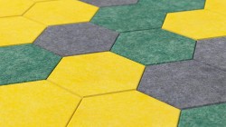 Lyddempende veggdekorasjon / akustikkplate fra Narbutas i grå PET, Acoustic Artwork Tiles, Hexagon-form, 34,5x40cm, NY / UBRUKT