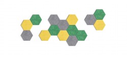 Lyddempende veggdekorasjon / akustikkplate fra Narbutas i grå PET, Acoustic Artwork Tiles, Hexagon-form, 34,5x40cm, NY / UBRUKT