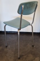 Vintage / retro stol i lyseblå skai / krom, pent brukt