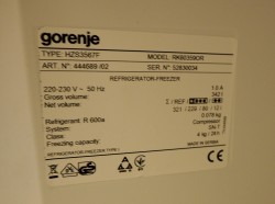 Kjøleskap/kombiskap fra Gorenje i vinrødt, retro-serie, 60cm b, 189cm h, modell RK60359OR, pent brukt