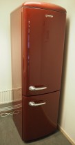 Kjøleskap/kombiskap fra Gorenje i vinrødt, retro-serie, 60cm b, 189cm h, modell RK60359OR, pent brukt