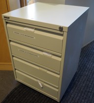 Bisley 4-skuffers skuffeseksjon / arkivskap i grålakkert stål, 50cm bredde, pent brukt