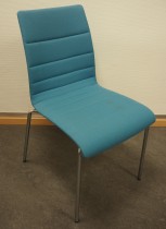 Konferansestol / stablestol i turkis stoff / krom fra Brunner, modell Fina med 4 ben, pent brukt