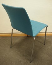 Konferansestol / stablestol i turkis stoff / krom fra Brunner, modell Fina med 4 ben, pent brukt