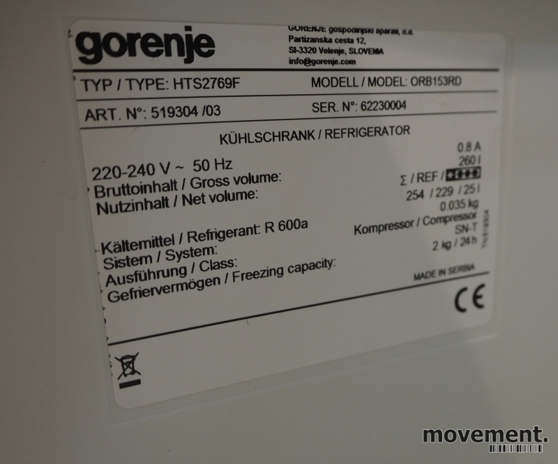 Solgt!Kjøleskap fra Gorenje i rødt, - 4 / 4