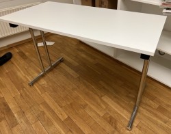 Konferansebord / klappbord, 120x60cm, hvitt / krom, pent brukt