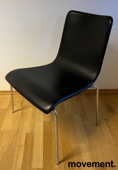 Solgt!Konferansestol i sort skinn / krom - 1 / 2