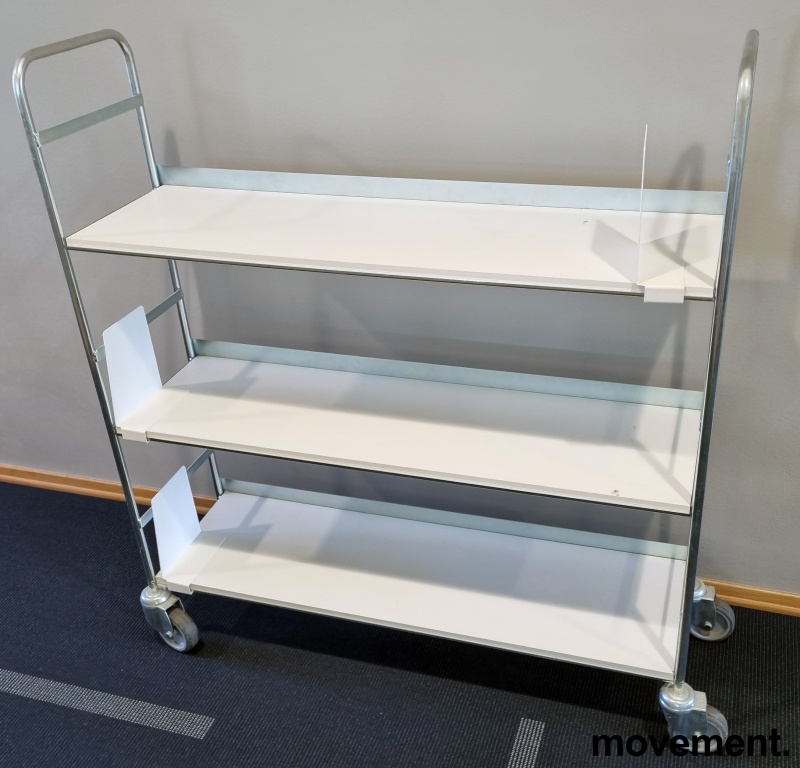 Solgt!Bibliotektralle / boktralle i hvit - 1 / 2