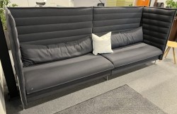 Vitra Alcove alkovesofa, 4-seter i mørkt grått ullstoff / krom, 310cm bredde, pent brukt