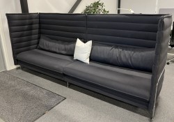 Vitra Alcove alkovesofa, 4-seter i mørkt grått ullstoff / krom, 310cm bredde, pent brukt