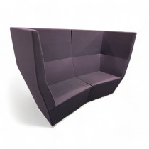 3-seter sofa med høy rygg fra Lammhults, modell Area, bredde 200cm, lilla remix-stoff, pent brukt