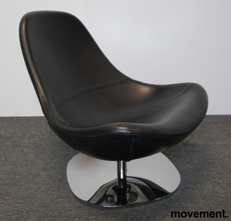 Solgt!Loungestol i sort skinn / krom fra - 3 / 4