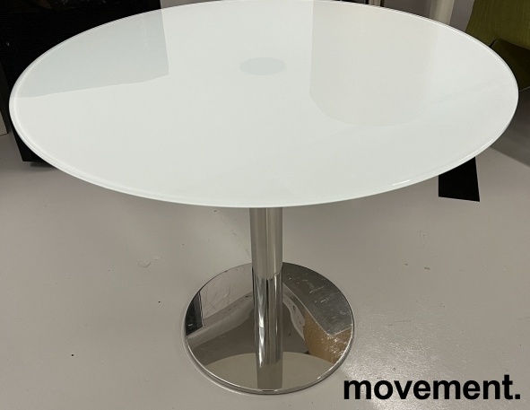 Solgt!Rundt møtebord i hvitt glass / krom - 1 / 2