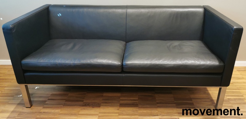 Solgt!2-seter sofa i sort skinn fra Erik - 2 / 4