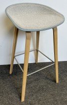 Barkrakk / barstol Hay About a stool i lys blå med lyst grått trekk / eik, sittehøyde 75cm (høy modell), pent brukt