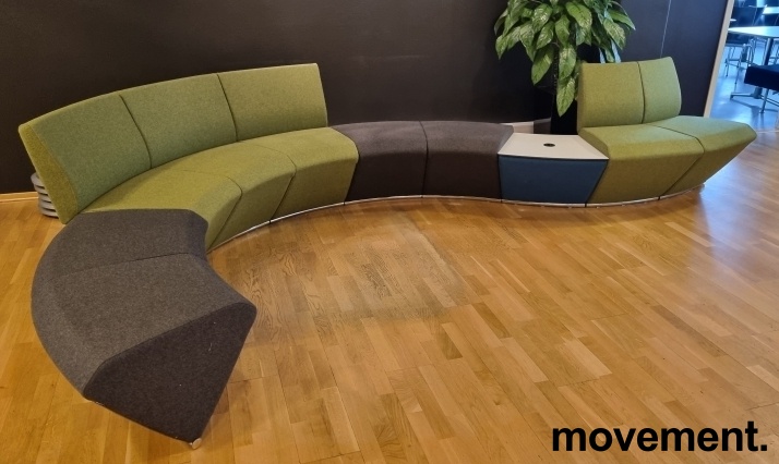 Solgt!Stor modulsofa i grå / grønntoner, - 1 / 7