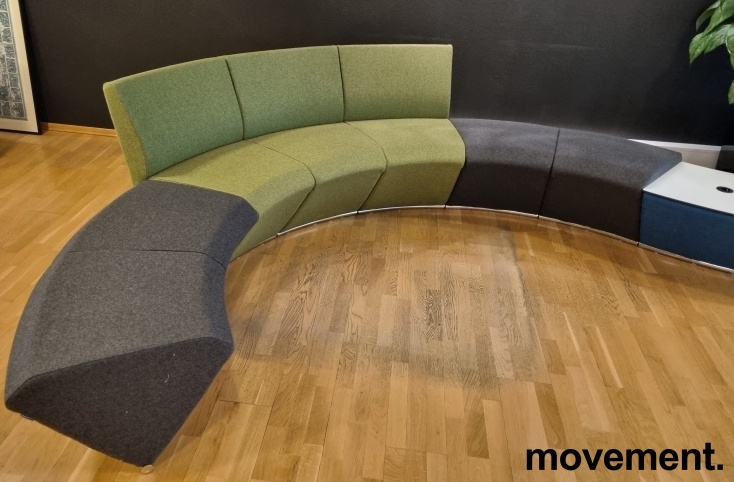 Solgt!Stor modulsofa i grå / grønntoner, - 3 / 7