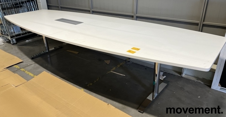 Solgt!Møtebord i hvitt / krom, 340x120cm, - 1 / 3