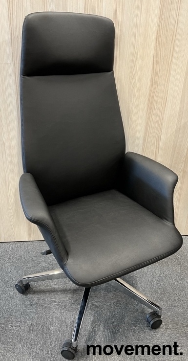Solgt!Kontorstol i sort kunstskinn med - 1 / 2