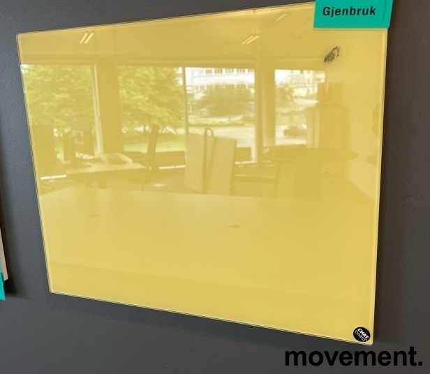 Solgt!Whiteboard i gult glass fra