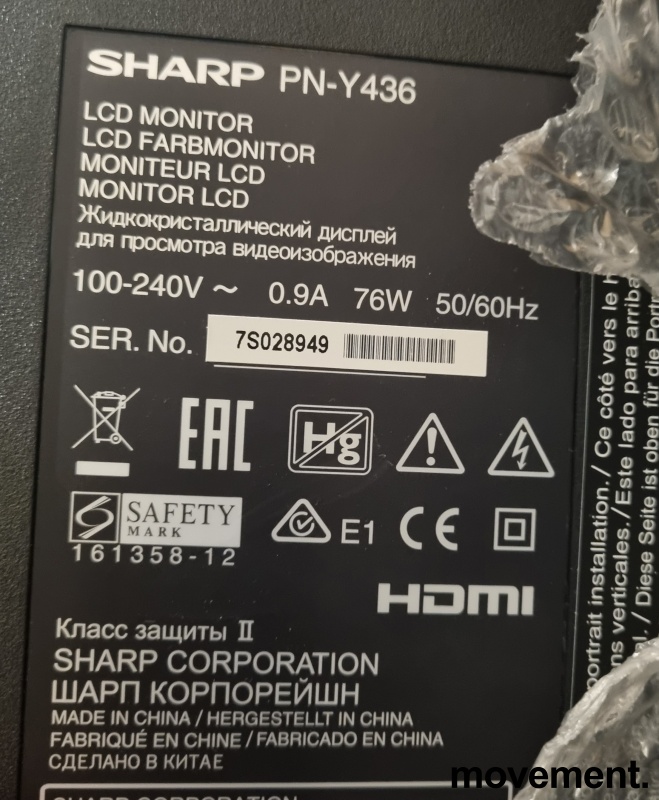Solgt!Sharp PN-Y436, 43toms Edgelit LED - 2 / 2
