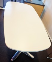 Kompakt møtebord i hvitt / grått, Kinnarps T-serie, 180x90cm, passer 6personer, pent brukt
