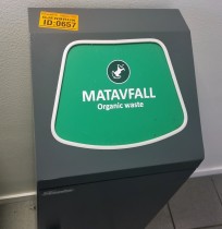 Kildesorteringsstasjon for matavfall i grålakkert metall, fra Enviropac, 35cm B, pent brukt