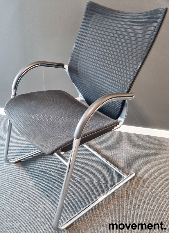 Solgt!Konferansestol i sort mesh / krom - 3 / 6