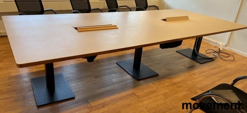 Solgt!Møtebord i beige linoleum, - 6 / 8