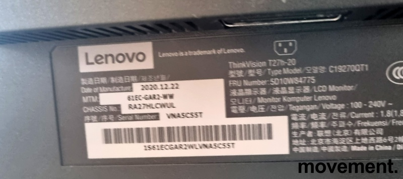 Solgt!Flatskjerm til PC: Lenovo T27h-20, - 3 / 3