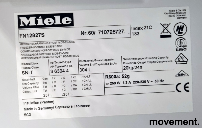 Solgt!Fryseskap fra Miele, FN12827S i - 3 / 3