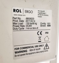 Elektrisk hevsenk understell fra EFG i hvitt, passer for plater 120x80cm og større, pent brukt