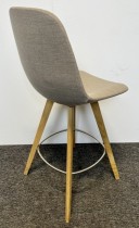 Barstol fra Erik Jørgensen, modell Eyes, trukket i lyst beige stoff / ben i eik, sittehøyde 68cm, pent brukt