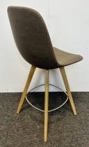 Barstol fra Erik Jørgensen, modell Eyes, trukket i mørkt beige stoff / ben i eik, sittehøyde 68cm, pent brukt