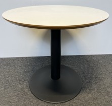 Rundt møtebord i hvitt / sort, Ø=80cm, H=73cm, pent brukt