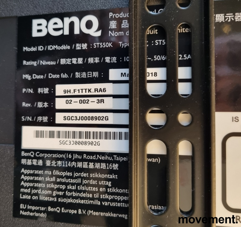 Solgt!Benq 55toms 4K UHD LED flatskjerm, - 3 / 4