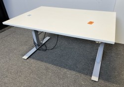 Skrivebord med elektrisk hevsenk i hvitt / grått fra Linak, 120x80cm, pent brukt