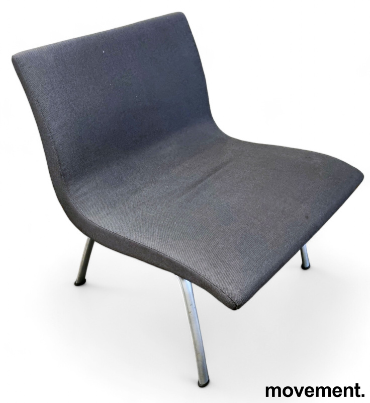 Loungestol i grått / satinert stål, - 1 / 4