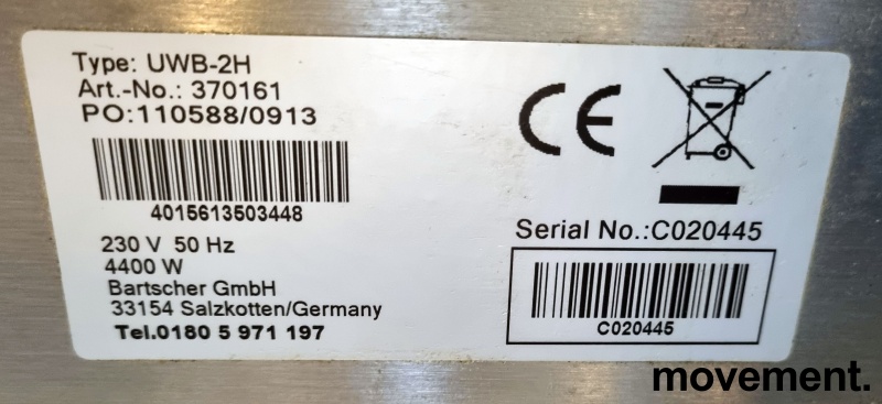 Solgt!Bartscher UWB-2H dobbelt - 3 / 3