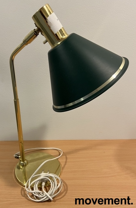 Solgt!Bordlampe i messing med grønn - 1 / 2