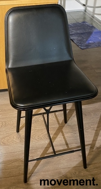Solgt!Barstol fra Fredericia i sort skinn - 4 / 5