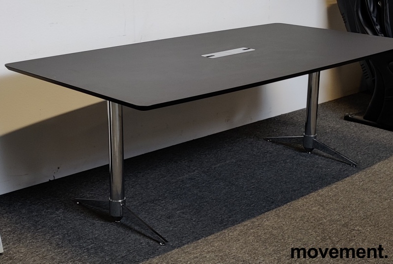 Solgt!Møtebord i sort linoleum / krom fra - 3 / 5