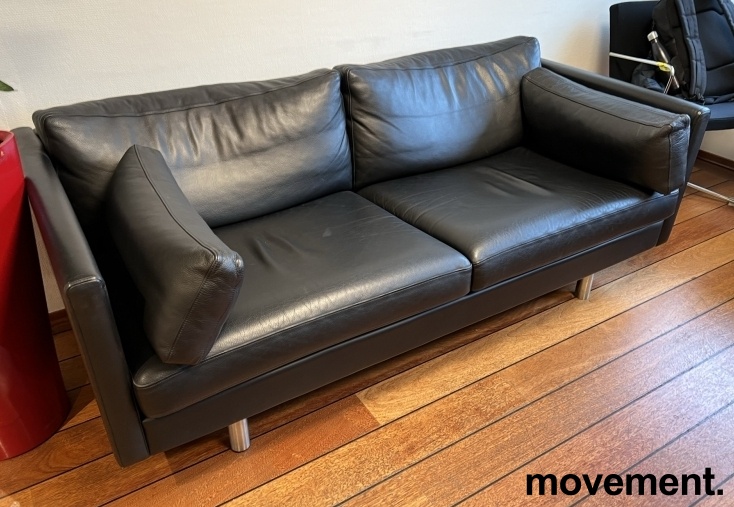 Solgt!Lekker 3-seter sofa i sort skinn - 2 / 3